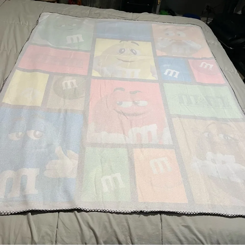 M&Ms Fleece Throw Blanket 62X48 Soft Thin Chocolate Candy Color Block